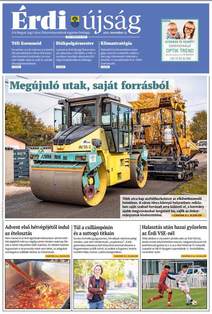 Az Érdi Újság Érd Megyei Jogú Város Önkormányzatának ingyenes hetilapja